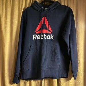 Young Men’s S Blue/Red/White Reebok Sweat Hoodie Long Sleeve Drawstring Kangaroo
